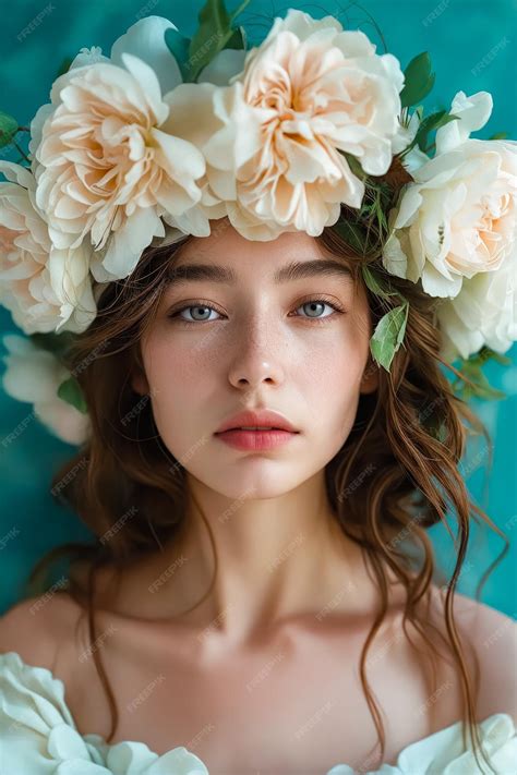 Premium Photo A Beautiful Woman Wearing A Flower Crown