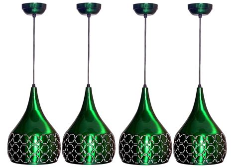 Keyplus Metal Cut Hanging Light Ceiling Pendant Lamp Green Pack Of 4