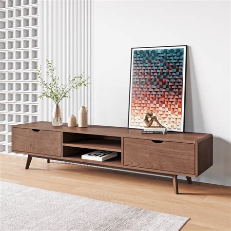 Modern Wood TV Stand Media Console With Drawers Free Shipping