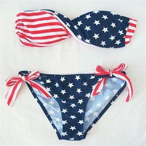 Hot Sexy Fashion Tassel Fringe American Flag Swimwear Padded Swimsuit Bathing Beach Suit