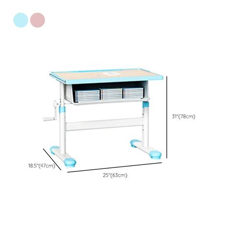 Pink and Blue Student Desk Adjustable Metal and Wood Kid's Desk Kids Desks