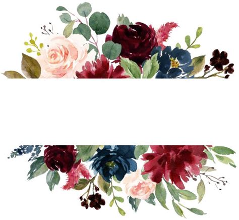 Burgundy Navy Blue Blush Floral Watercolor Wedding Classic Round