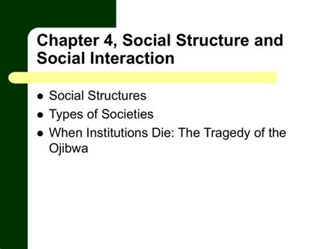 Chapter 4 Social Structure And Social Interaction
