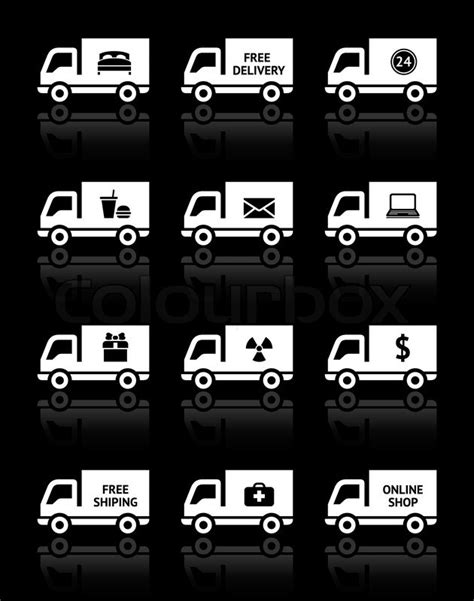 Set Of Truck Icons Free Delivery Stock Vector Colourbox