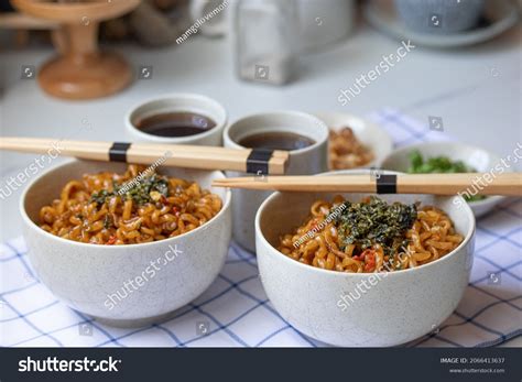 Korean Hot Spicy Instant Noodle Seaweed Stock Photo 2066413637 Shutterstock