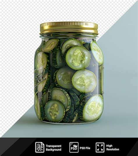 Premium Psd Psd Pickled Cucumbers In A Glass Jar With A Gold Lid