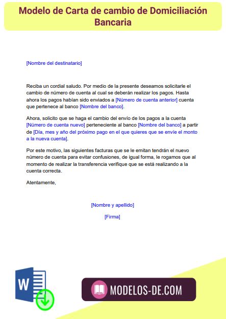 Modelo De Carta De Solicitud De Cambio De Cuenta Bancaria Pdmrea Porn