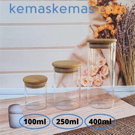 Jual Ml Toples Kaca Mini Neron Glass Jar Tube Kaca Tutup Bambu Kayu