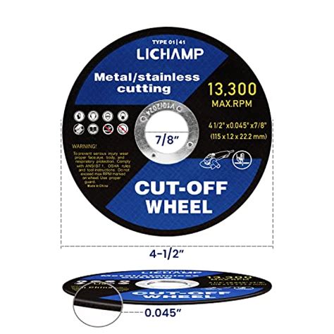 Lichamp 4 1 2 Cut Off Wheels For Metal 6 Pack 4 5 Inch Disc Cutting