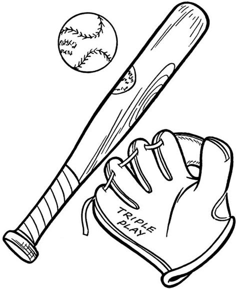 Baseball Glove A Ball And A Bat Coloring Page Download And Print