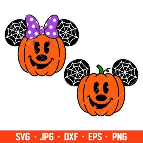 Halloween Pumpkin Mickey & Minnie Svg, Free Svg, Daily Freebies Svg ...