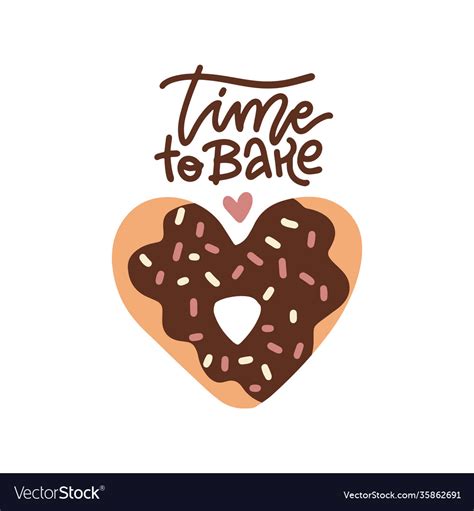 Time To Bake Lettering Poster Design Decorative Vector Image