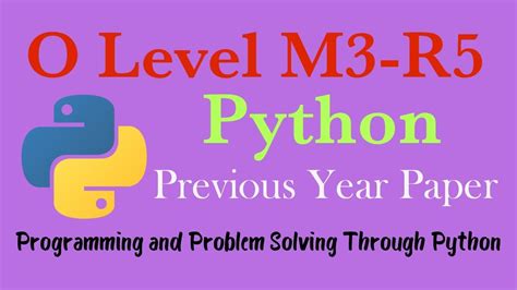 Python Programming M R Jan Paper Solution O Level Paper