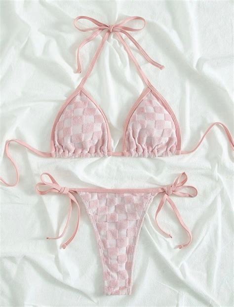 Pink Micro Triangle Thong Bikini Swimsuit On Carousell