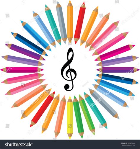 Color Pencil Music Note Stock Vector Royalty Free 381478846