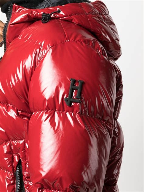 Herno Logo Patch Padded Puffer Jacket In Red Modesens