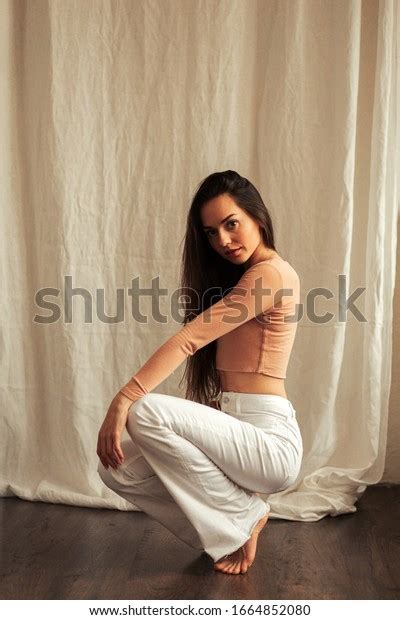 Sexy Cute Brunette Posing Studio Stock Photo Shutterstock