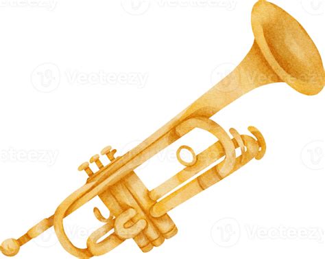 Watercolor Trumpet Music Instrument Png