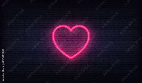 Heart neon sign. Glowing bright red heart signboard Stock Vector ...