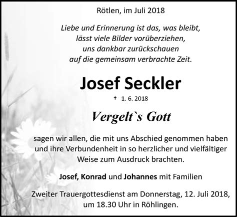 Traueranzeigen Von Josef Seckler Ostalbtrauer