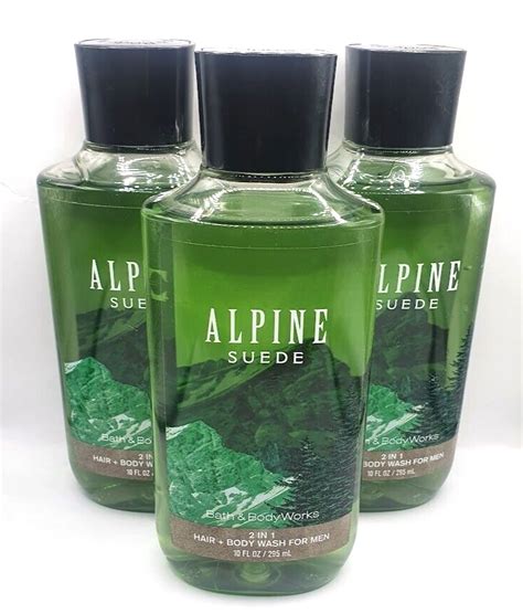 BATH AND BODY WORKS ALPINE SUEDE HAIR BODY WASH FOR MEN 10 OZ SET OF