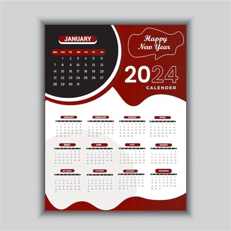 Plantilla Gratuita De Calendario De Pared Anual Vectorial Vector Premium