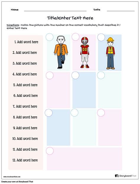 word bank vocabulary template storyboard  templates