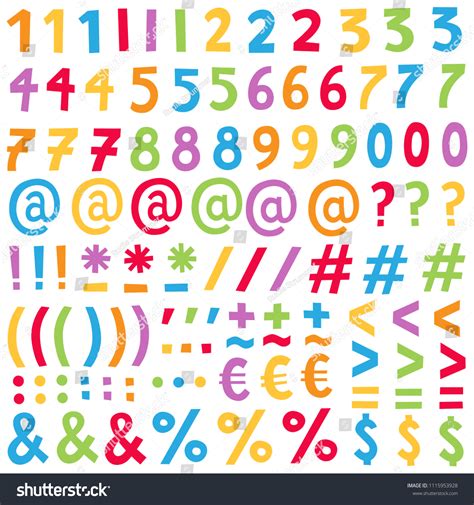 Set Colorful Numbers Special Characters Alphabet Stock Vector (Royalty