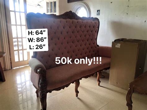 Negotiable Big Victorian Narra Nude Pink Sofa Suede Furniture Home Living Furniture