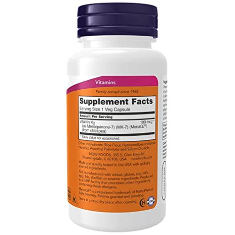 Now Supplements Mk Vitamin K Mcg Cardiovascular Support