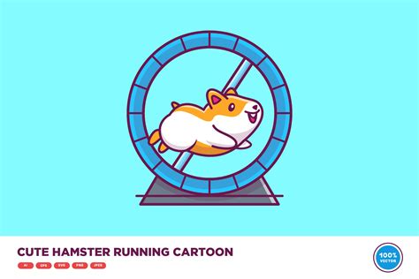 Cute Hamster Running In Wheel Animal Illustrations Creative Market