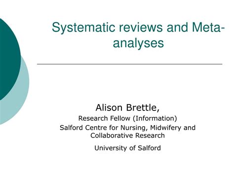 Ppt Systematic Reviews And Meta Analyses Powerpoint Presentation