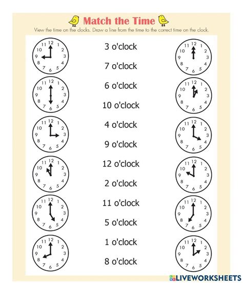 Match The Time Exercise Live Worksheets Worksheets Library