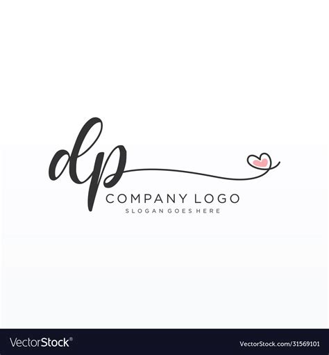 Dp Initial Handwriting Logo Design Royalty Free Vector Image