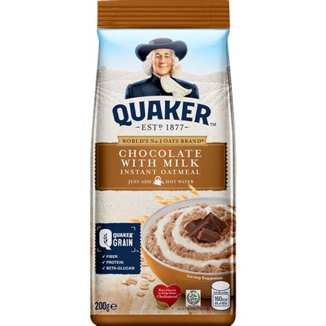 Quaker Chocolate With Milk Instant Oatmeal 200g Oats Cereals