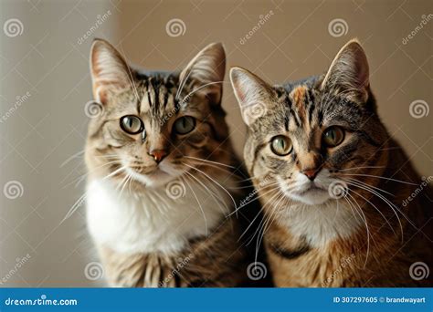 Two Cats Sitting Together Stock Illustration Illustration Of Together 307297605