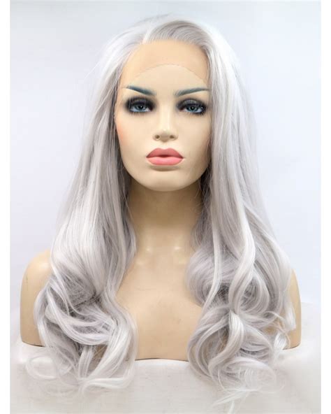 Affordable Lace Front Wavy Long Silvery Wig Super X Studio