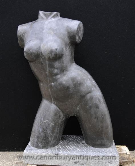 Italian Marble Torso Nude Female Form Hand Carved Stone Statue
