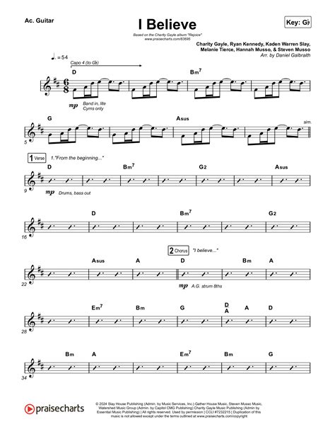 I Believe Acoustic Guitar Sheet Music Pdf Charity Gayle Praisecharts