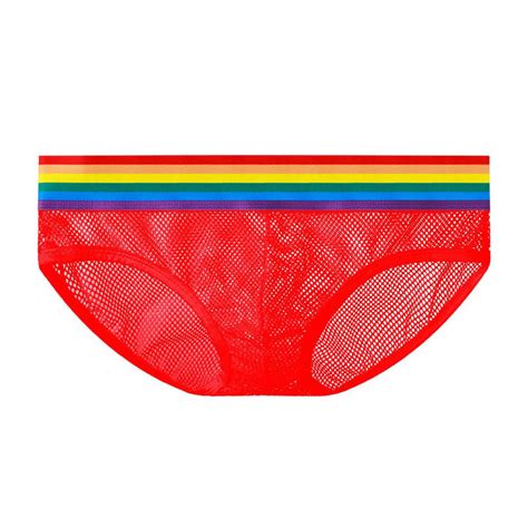 Sexy Fishnet Hollow Mesh Thong Underpants Panties Mens G String Lingerie Briefs Rainbow