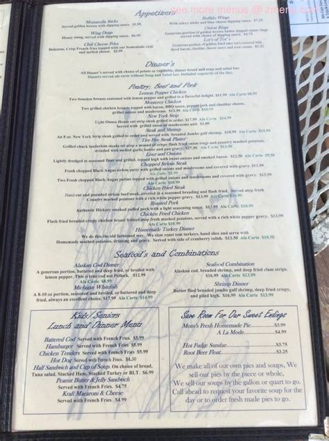 Menu At Wilsons Rivers Edge Restaurant Indian River