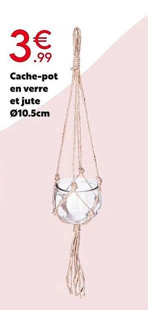 Promo Cache Pot En Verre Et Jute Cm Chez Maxi Bazar Icatalogue Fr