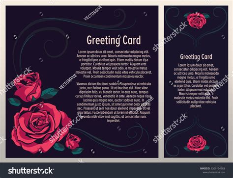 Greeting Card Rose Flower Vector Stock Vector (Royalty Free) 1309194583 | Shutterstock