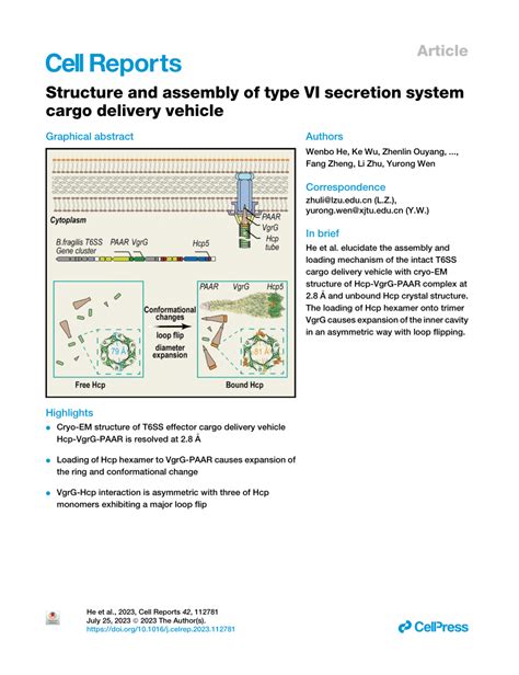 PDF Structure And Assembly Of Type VI Secretion System Cargo Delivery