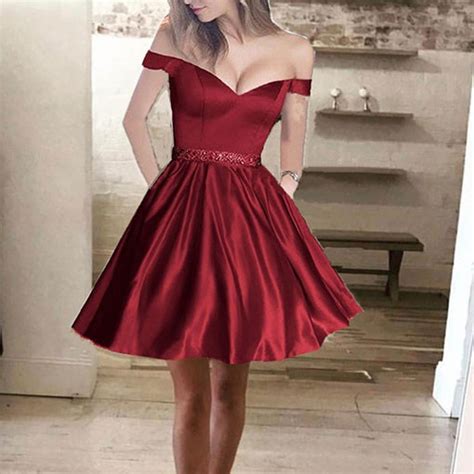 New Burgundy Short Homecoming Dresses Cheap Prom Hoco Dress With Pocket