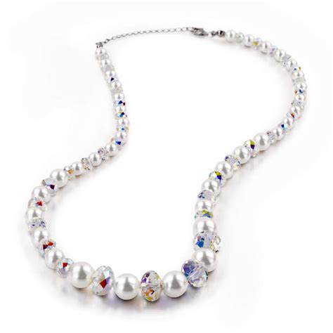 Pearl And Crystal Necklace With Swarovski Crystals 24 Style