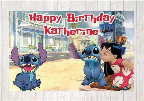 Lilo And Stitch Birthday Banner Backdrop Wall Art Decor Custom Etsy