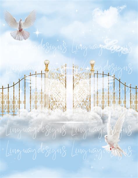 Sky Blue Heavens Gate Angel Memorial PNG Add Photo Rest In Etsy