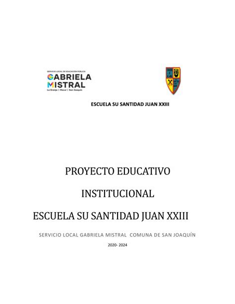 Pdf Proyecto Educativo Institucional Escuela Su Santidad … Dokumen Tips