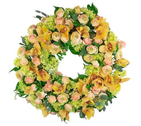 Faux Ranunculus Orchid Wreath Pottery Barn